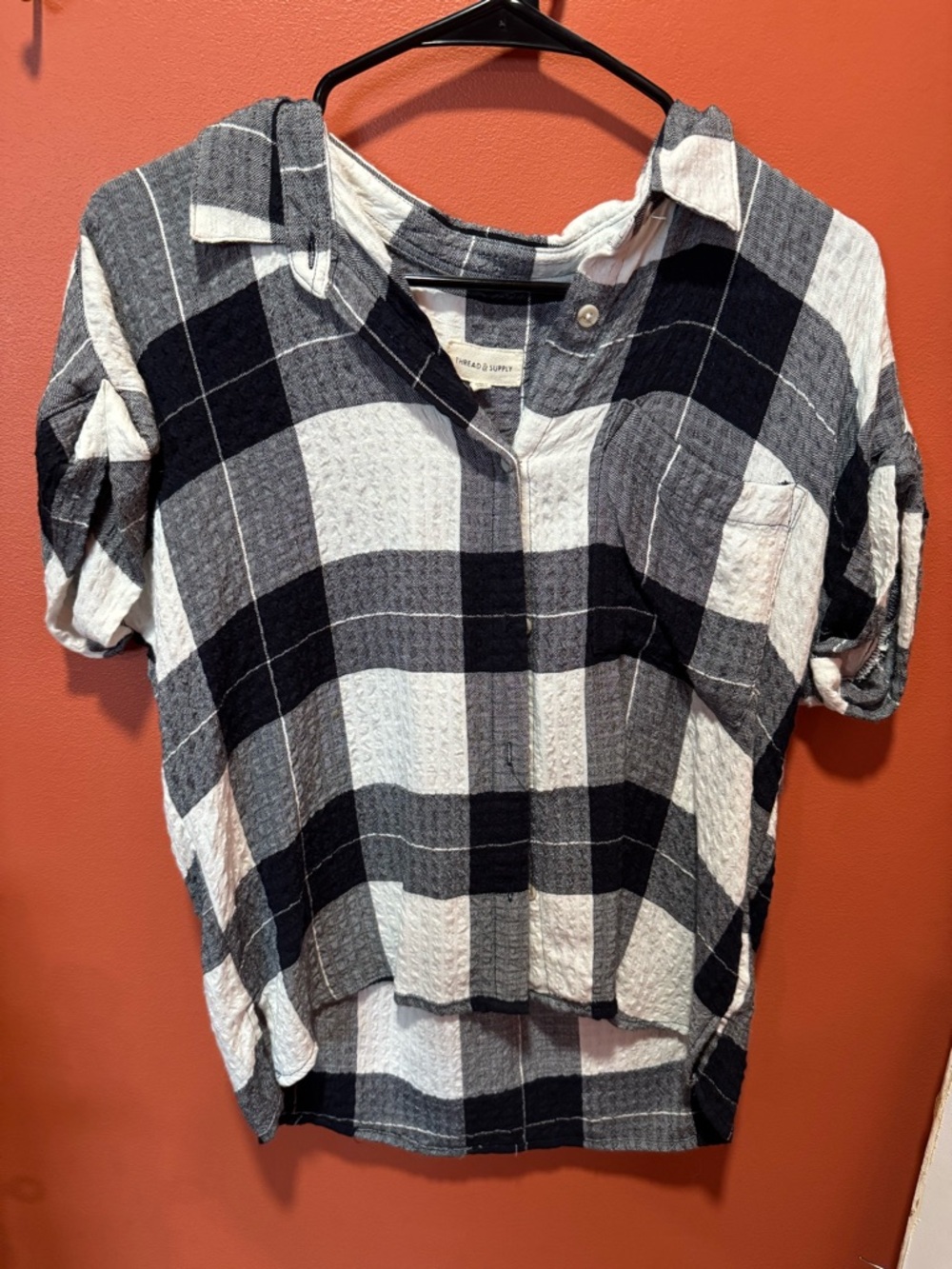 Thread & Supply Black and White Plaid Shirt